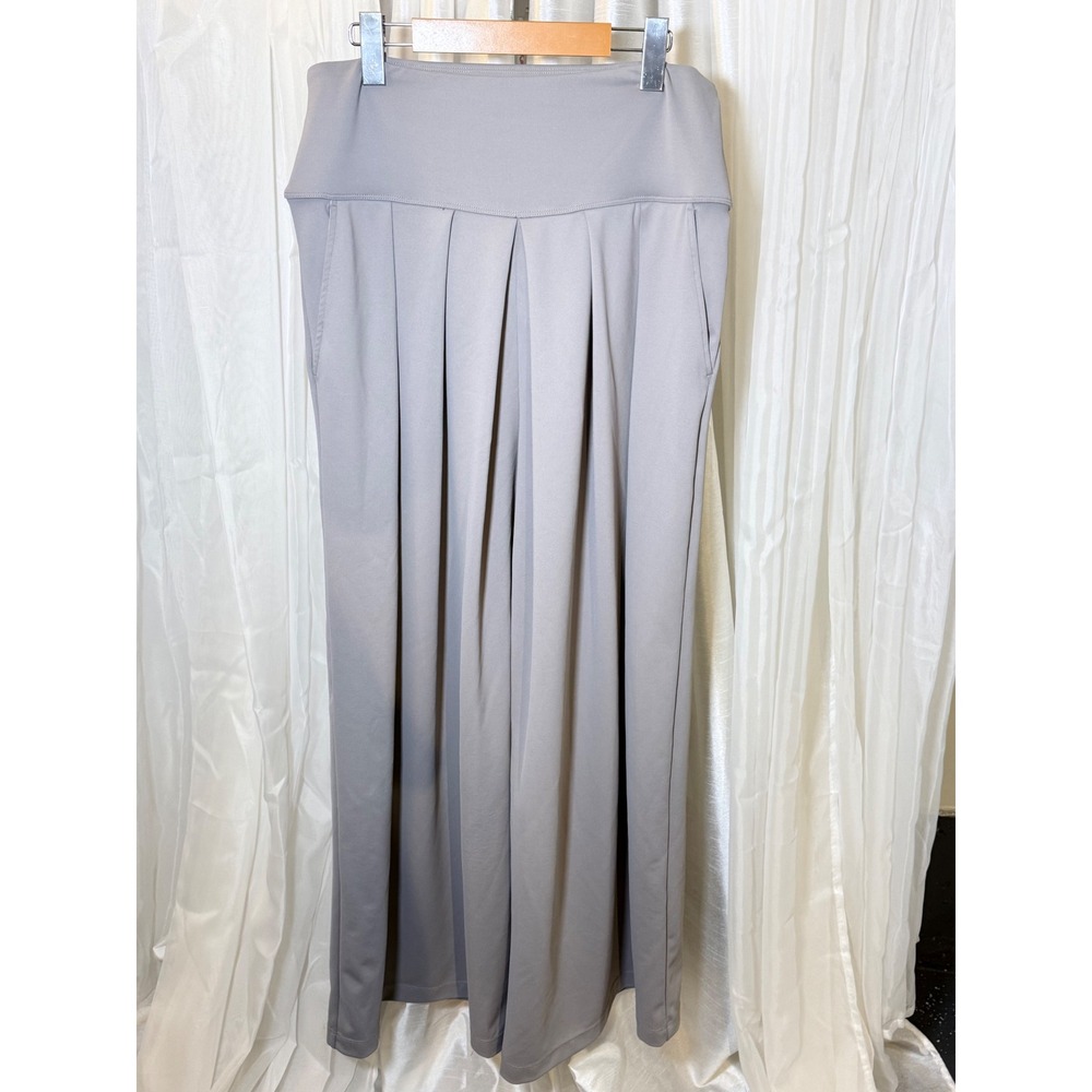 Halara Wide Leg Pants Womens Large Gray Pleated High Waisted Pockets Stretch